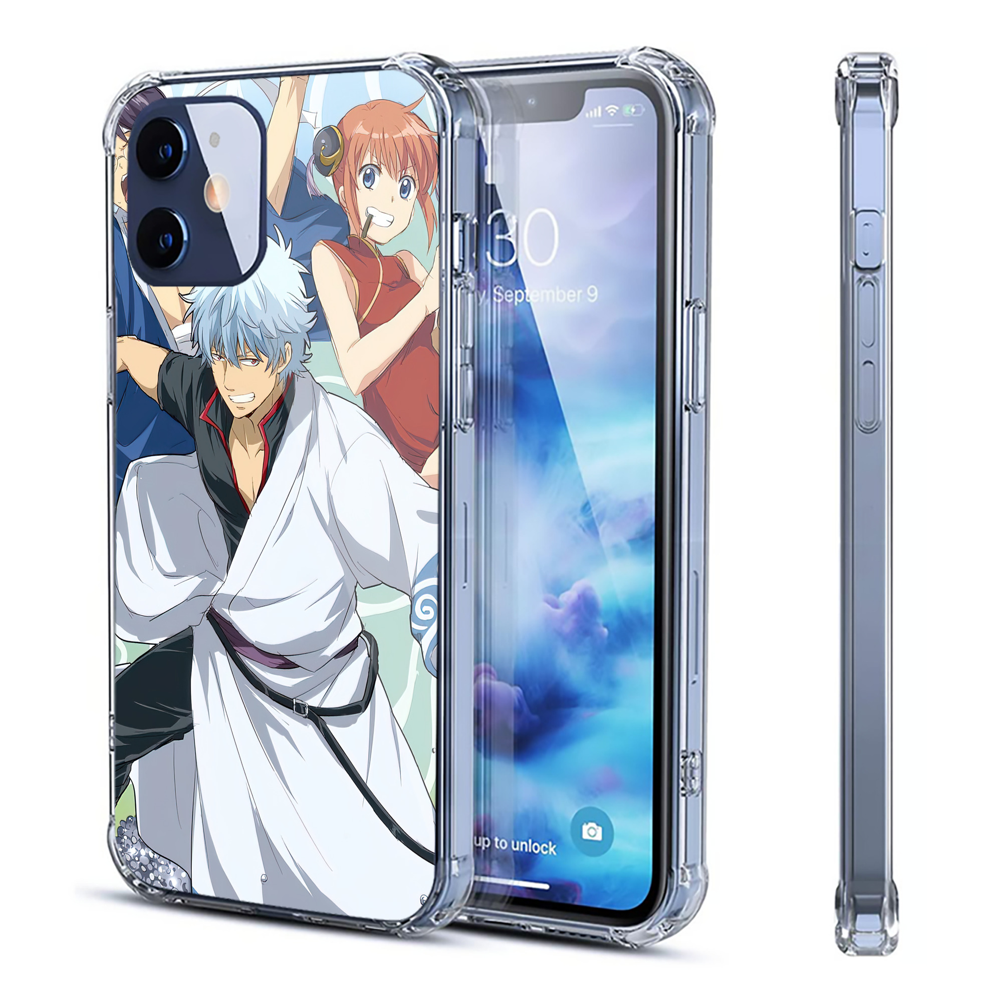 （画像用） ぎんたま 坂田銀時（さかたぎんとき） 神楽 志村新八（しむら しんぱち） GINTAMA Sakata Gintoki Kagura Shimura Shinpachi 【iPhone 12シリーズ対応】透明スマホケース（クリアソフトケース）